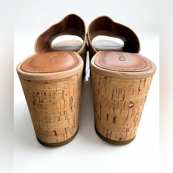 COACH Wendie Leather Cork Wedge Slide Sandals - Beechwood - 11B - Picture 5 of 5